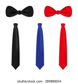 Set ties and bowtie icon isolated on  white background