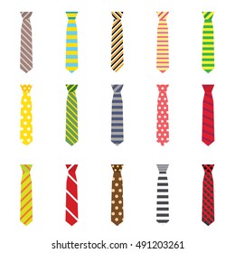 Set of Ties Isolated on White Background. Vector Illustration.