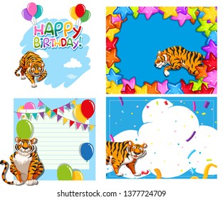 Set of tiger backgrounds illustration