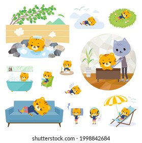 A set of Tiger boy about relaxing.It's vector art so it's easy to edit.