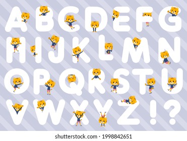 A set of Tiger boy designed with alphabet.It's vector art so it's easy to edit.