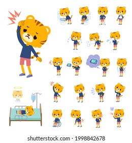 A set of Tiger boy with injury and illness.It's vector art so it's easy to edit.