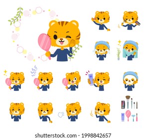 A set of Tiger boy on beauty.It's vector art so it's easy to edit.