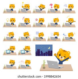 A set of Tiger boy on desk work.It's vector art so it's easy to edit.