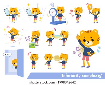 A set of Tiger boy on inferiority complex.It's vector art so it's easy to edit.