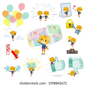 A set of Tiger boy on success and positive.It's vector art so it's easy to edit.