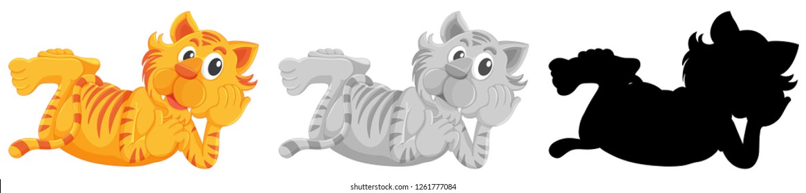 Set of tiger character illustration