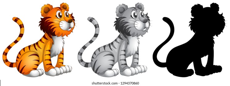 Conjunto de ilustraciones de caracteres de tigre