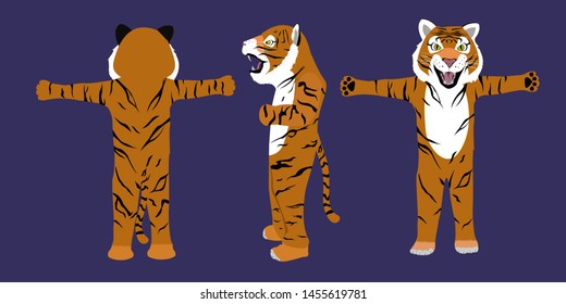 set tiger costume mascot design