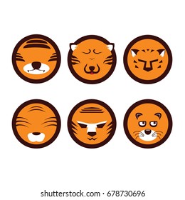set of tiger face icon