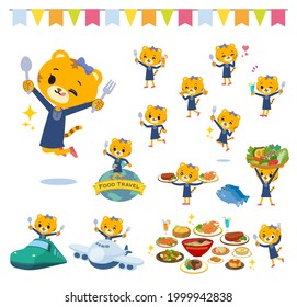 A set of Tiger girl on food events.It's vector art so it's easy to edit.