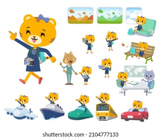 A set of Tiger girl on travel.It's vector art so it's easy to edit.