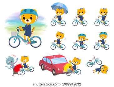 A set of Tiger girl riding a city cycle.It's vector art so it's easy to edit.