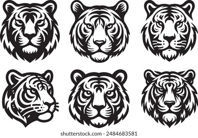 Set of tiger head icon