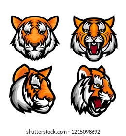 Set of Tiger Heads