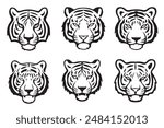 set of tiger heads icon