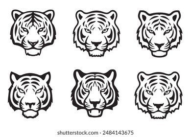 set of tiger heads icon