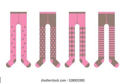 Set of tights with different designs for girl