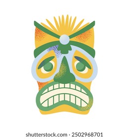 Set of tiki masks. Cartoon ceremonial tiki totem masks, Wooden Totems, Ornamental Hawaiian Mask, Fantasy African Mask Sculpture. Vector illustrations Ethnic tribal ritual masks isolated on background