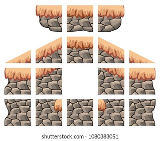 set of tile set for creating 2d game background and wall