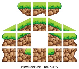 a set of tile set for creating 2d game wall and background