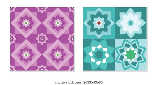 Set of tile geometry seamless pattern. Modern, chic, minimal geometry pattern ideas for home decor, textile, poster, banner, flyer, carpet, wall paintings. Vector illustration.