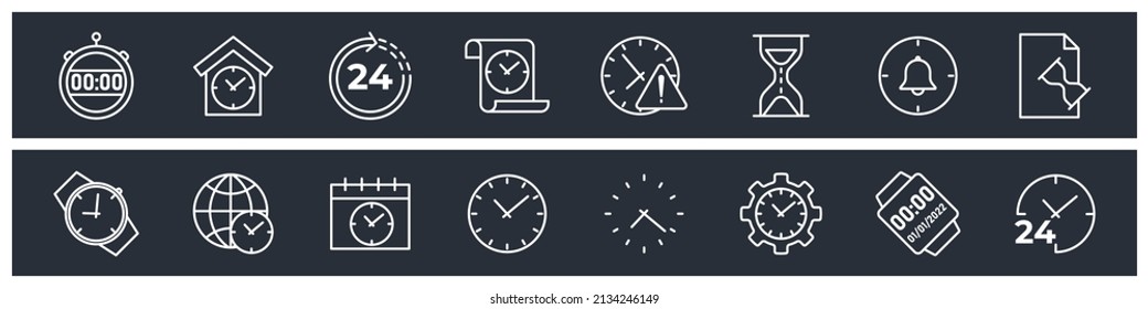 set of Time and Clock elements symbol template for graphic and web design collection logo vector illustration