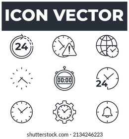 set of Time and Clock elements symbol template for graphic and web design collection logo vector illustration