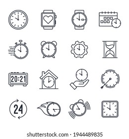 Set of Time and clock icon. Time and clock pack symbol template for graphic and web design collection logo vector illustration