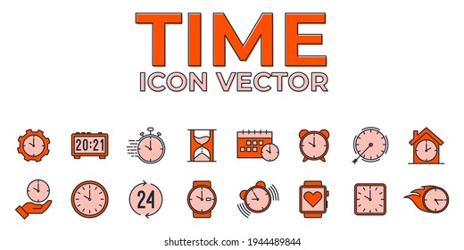 Set of Time and clock icon. Time and clock pack symbol template for graphic and web design collection logo vector illustration