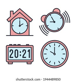 Set of Time and clock icon. Time and clock pack symbol template for graphic and web design collection logo vector illustration