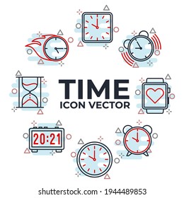 Set of Time and clock icon. Time and clock pack symbol template for graphic and web design collection logo vector illustration