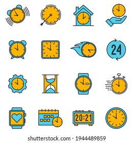 Set of Time and clock icon. Time and clock pack symbol template for graphic and web design collection logo vector illustration