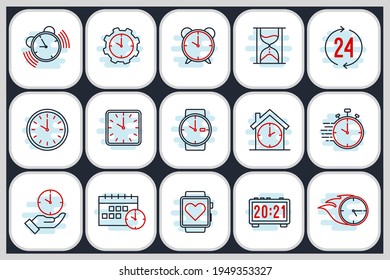 Set of Time and clock icon. Time and clock pack symbol template for graphic and web design collection logo vector illustration
