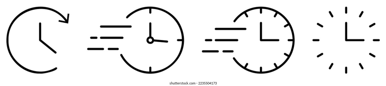Set of time and clock line icons. Vector illustration isolated on white background