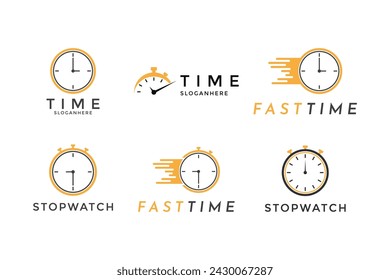 conjunto de diseño de logotipo de reloj de tiempo idea de concepto de vector, concepto de diseño de logotipo de cronómetro