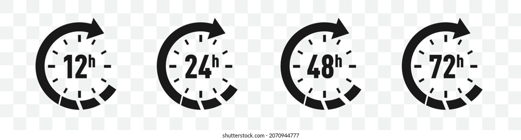 Set of time hours clock arrow icons. Vector illustration