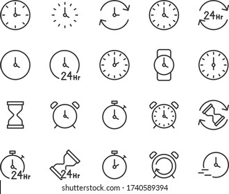set of time icons, clock, 24 hr