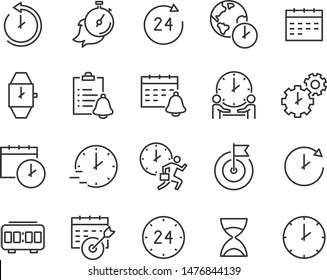 set of time icons, clock, alarm, hours