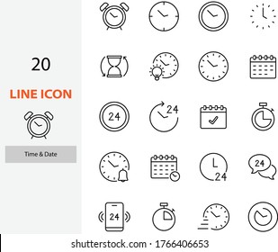 set of time icons, clock, calendar date, alarm