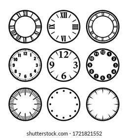 Set of time icons. Clock face 
