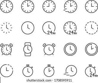 set of time icons, clock, hr, day, timer, watch