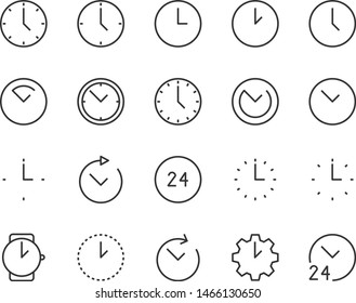 set of time icons, clock, watch, minute, hours