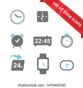 Set of time icons. Minimalistic design
