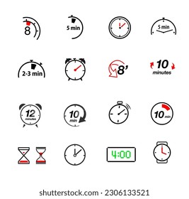 A set of time icons with a short period. Vector illustration isolated on white background. Ready and simple to use for your design. EPS10
