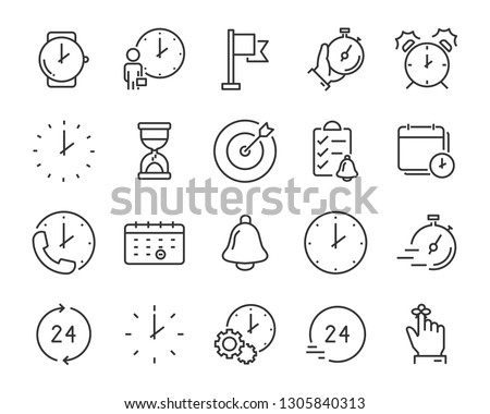 set of time icons, such as calendar, clock, reminder, hour, date