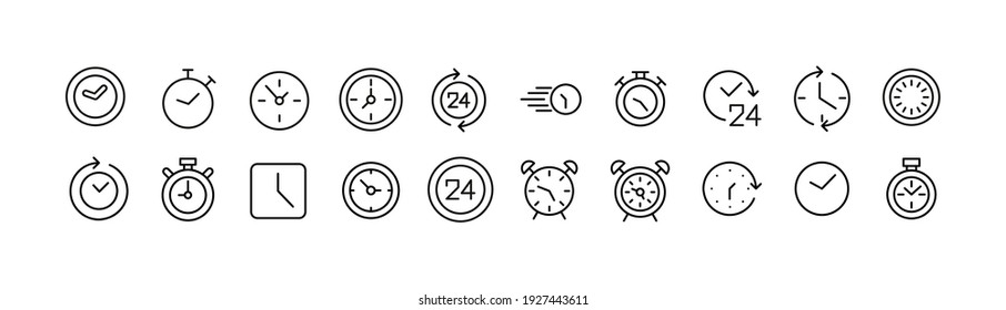 Set of time line icons. Premium pack of signs in trendy style. Pixel perfect objects for UI, apps and web. 