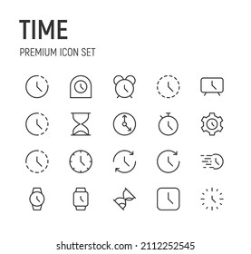 Set of time line icons. Premium pack of signs in trendy style. Pixel perfect objects for UI, apps and web. 