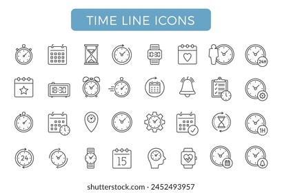 Set of time line icons, vector eps10 illustration