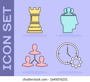 Set Time Management, Business strategy, Project team base and Project team base icon. Vector
